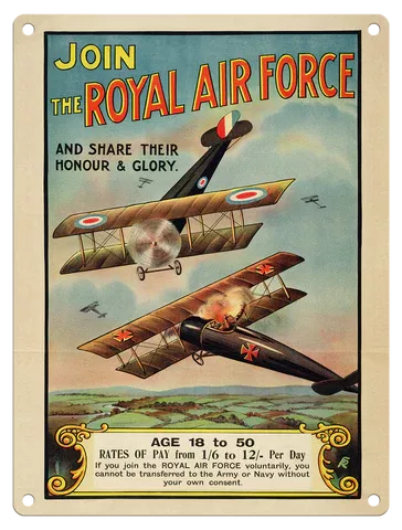 WW1 Royal Air Force - Metal Sign