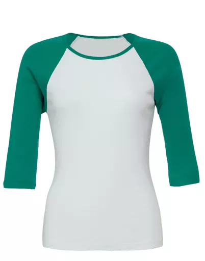 Women's Baby Rib 3/4 Sleeve Contrast Raglan Tee