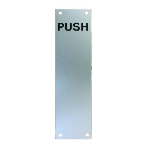 ASEC Push/Pull Engraved Finger Plate75mm Width x 1.2mm Depth (SAA) Satin Anodised Aluminium