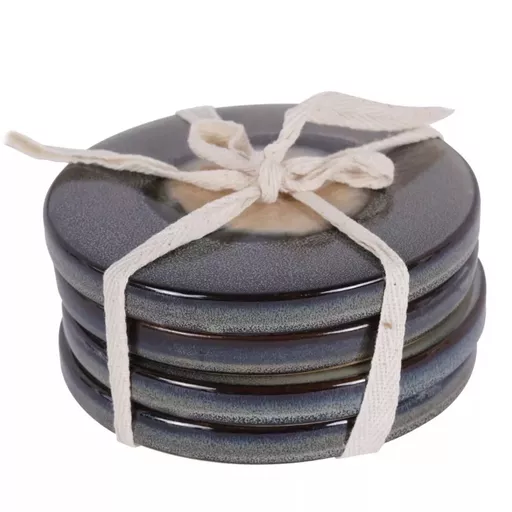 OUT OF STOCK - Glazed Coaster, Rustic Blue, Set of 4