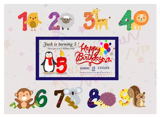 create a themed personalised Kids Birthday Banner with name age date.gif