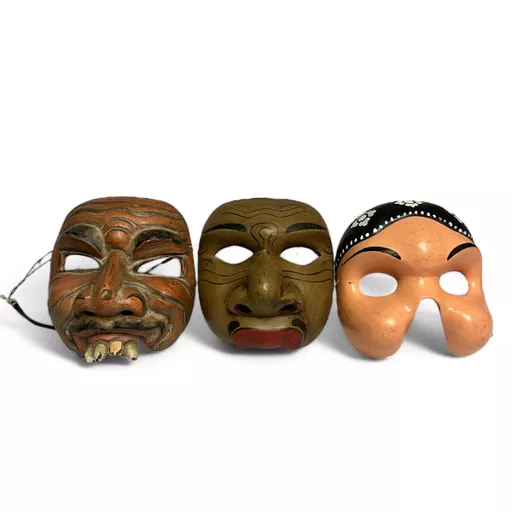 Wooden Commedia dell'arte Masks (set of three)