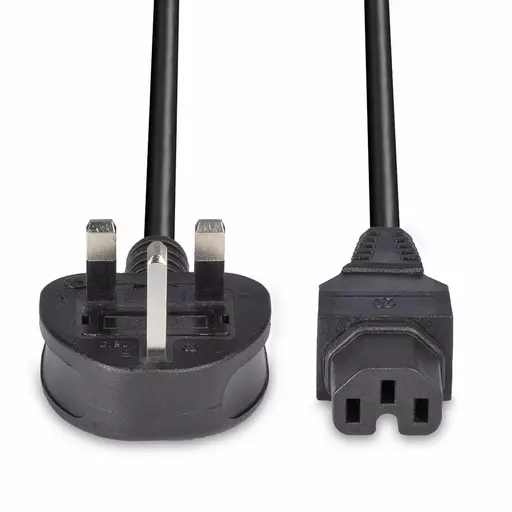 Lindy 2m Mains UK 3 Pin Plug to Hot Conditioned IEC C15 Power Cable – Kettle Lead