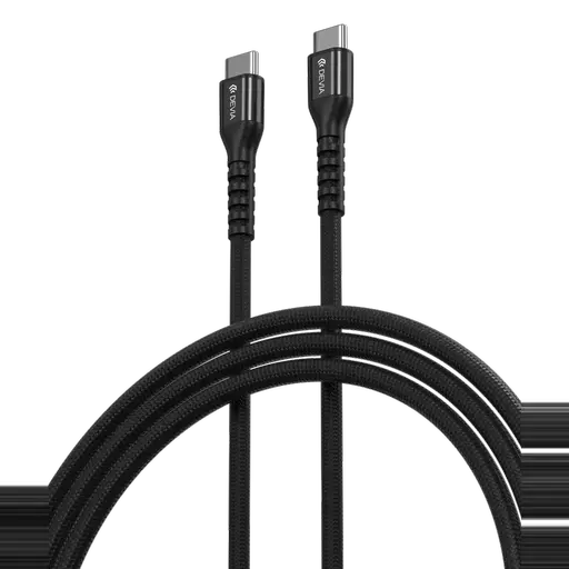 Devia - 1.5m (60W) Mesh Armour Power Delivery - USB-C to USB-C Cable - Black