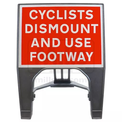 Cyclists Dismount and Use Footway Polypropylene Q Sign - 600 x 450mm