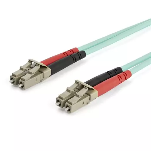 StarTech.com 15m (50ft) LC/UPC to LC/UPC OM3 Multimode Fiber Optic Cable, Full Duplex 50/125µm Zipcord Fiber, 100G Networks, LOMMF/VCSEL, <0.3dB Low Insertion Loss, LSZH Fiber Patch Cord