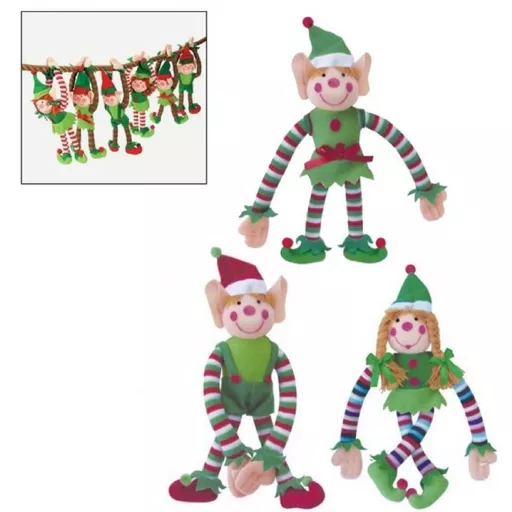 Christmas Plush Hanging Elf  (Sold in 12's)