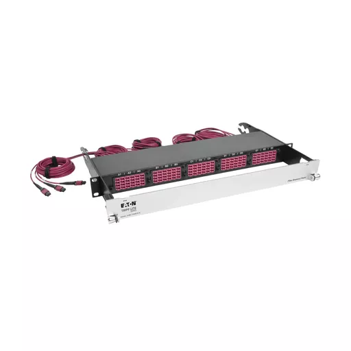 Tripp Lite N48K-15M8L60-B 40/100Gb Fiber Breakout Patch Panel, 40Gb to 4 x 10Gb, 100Gb to 4 x 25Gb, 15 MTP QSFP to 60 LC Duplex OM4 50/125 Multimode Ports, 1U