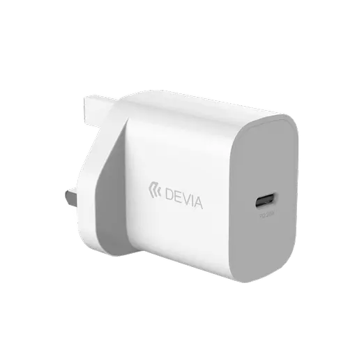 Devia - 20W USB-C Power Delivery 3-Pin UK Charging Plug - White