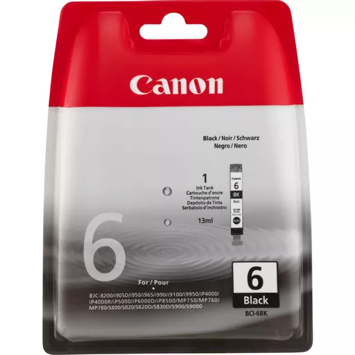 Canon 4705A002/BCI-6BK Ink cartridge black, 210 pages ISO/IEC 24711 13ml for Canon BJC 8200/I 865/I 990/I 9900/S 800