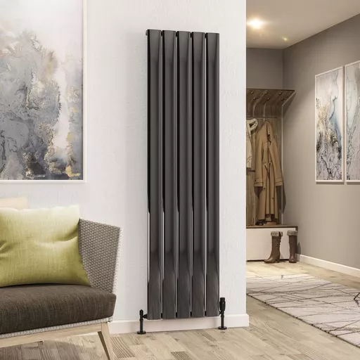 Malmesbury 1800 x 470 Aluminium Radiator Black Effect