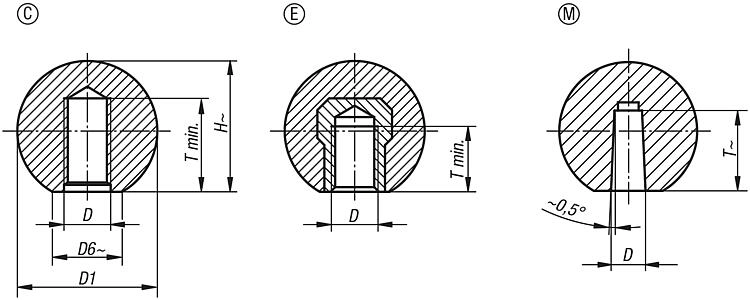 Ball Knob. M6 Steel Thread. Ball Diameter 20mm. Plastic.