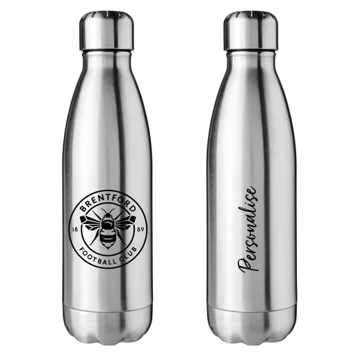 Brentford FC Crest Silver Insulated Water Bottle.jpg