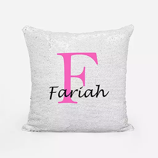 Personalised Sequin Magic Cushion  Name and intial 