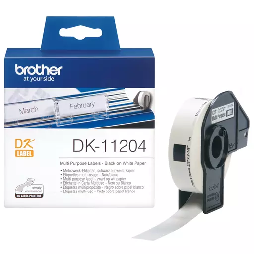 Brother DK-11204 DirectLabel Etikettes 17mm x 54mm 400 for Brother P-Touch QL/700/800/QL 12-102mm/QL 12-103.6mm