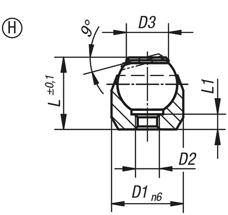 Self-Sligning Pad. Form H. M3 Thread. 12mm Diameter. Carbon Steel.