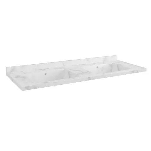 Hardwick 120cm x 47cm 2 Tap Hole 

Quartz Double Bowl Square Basin - White