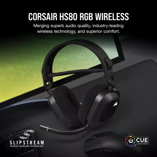Corsair HS80 RGB Headset Wireless Head-band Gaming Black