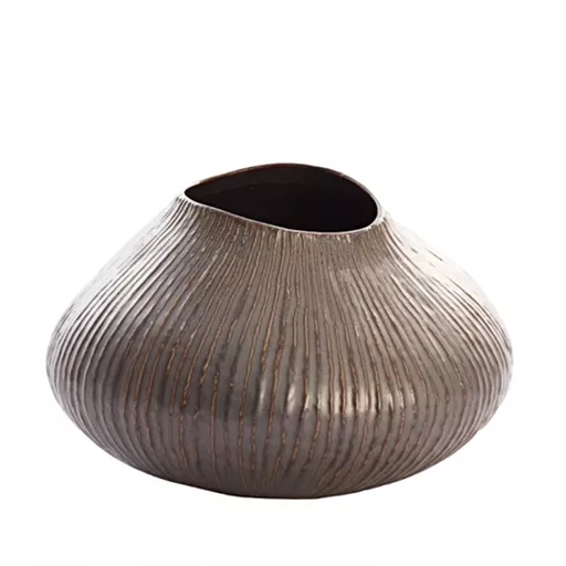 Vase, Fili, ceramic, ribbed textured bronze, small