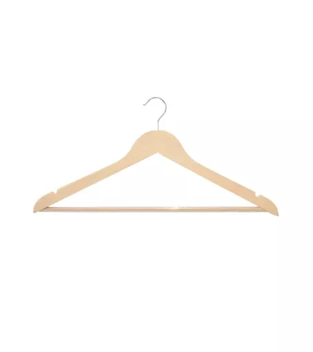 Light Wood Wooden Hanger with Trouser Grip Bar - 445mm - Box of 100