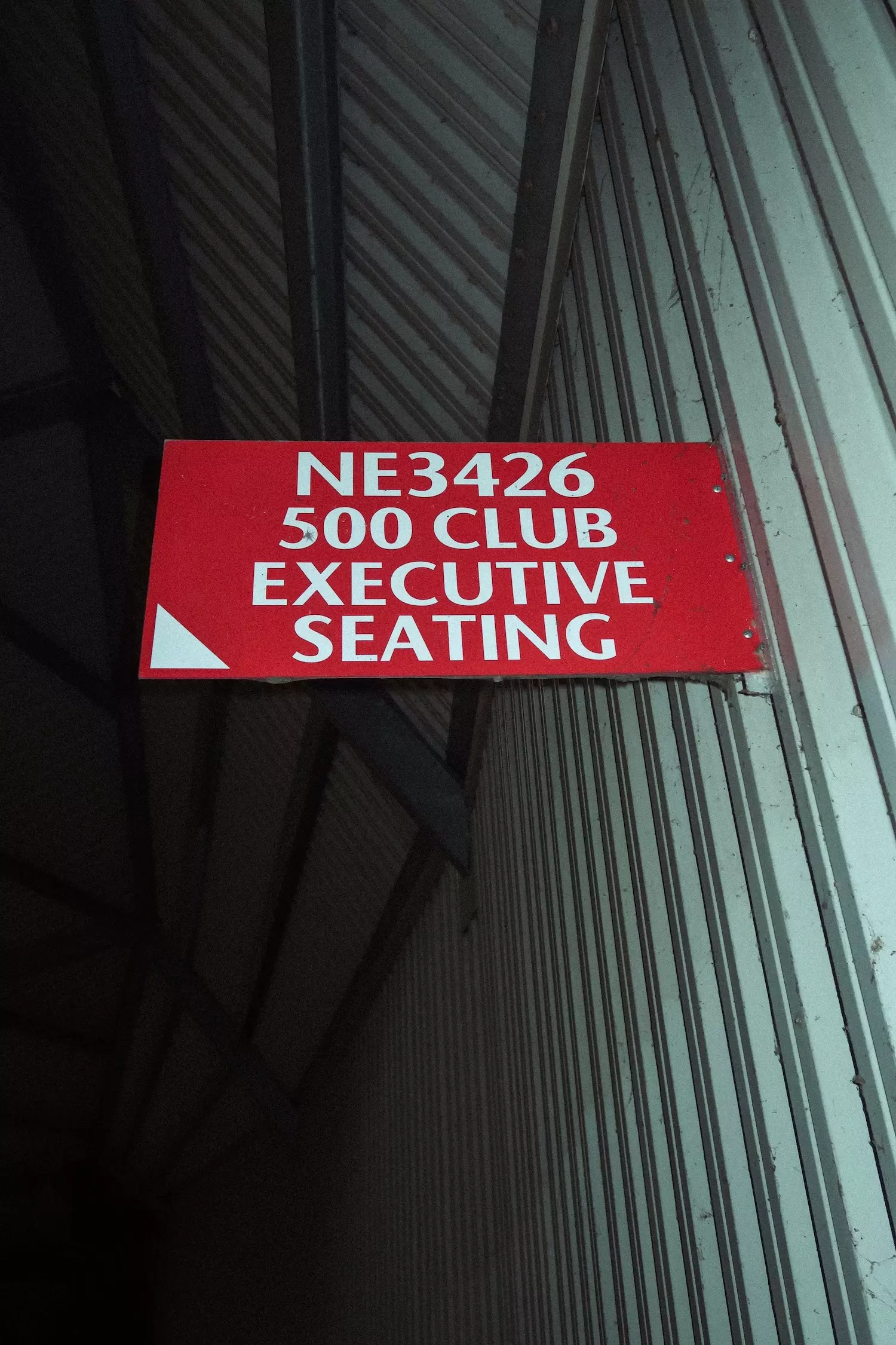 Flash photo on the NE3426 500 Club Executive Seating on the wall inside Old Trafford