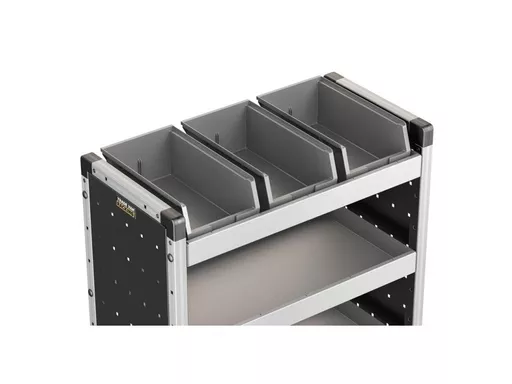 Set of 3 Racking Bins with Rubber Matting for Trade Van Racking - Suits 750mm Shelf (683mm Internal Size)