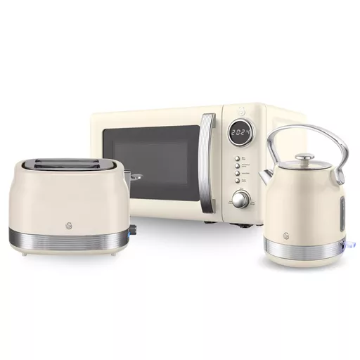Swan Retro Traditional Kettle, 2 Slice Toaster & 20L Microwave Bundle