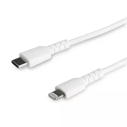 StarTech.com 6 foot (2m) Durable White USB-C to Lightning Cable - Heavy Duty Rugged Aramid Fiber USB Type A to Lightning Charger/Sync Power Cord - Apple MFi Certified iPad/iPhone 12