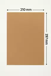 A4 brown kraft card with dimensions 210mm x 297mm shown.