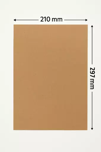 A4 brown kraft card with dimensions 210mm x 297mm shown.