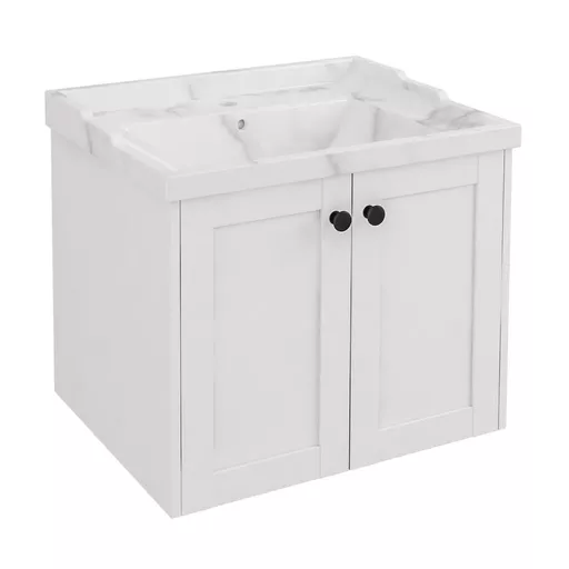 Hardwick 60CM 2 Door Square Wall Hung Basin Vanity Unit - Matt White