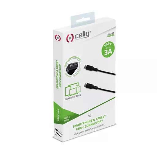 Celly USBCUSBCBK USB cable 1 m USB 3.2 Gen 1 (3.1 Gen 1) USB C Black