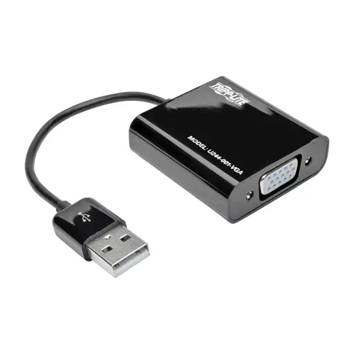 Tripp Lite U244-001-VGA USB 2.0 to VGA Dual/Multi-Monitor External Video Graphics Card Adapter with Built-In USB Cable, 128 MB SDRAM, 1080p @ 60 Hz