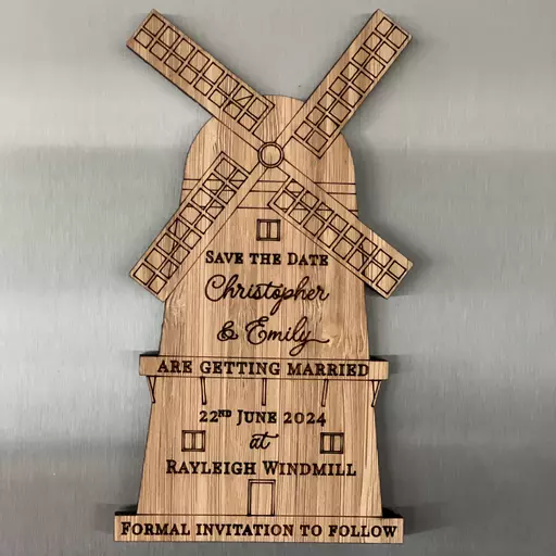 Wooden Windmill Save the Date