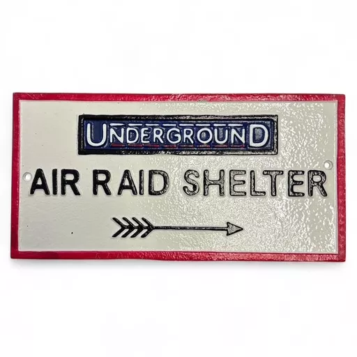 London Underground Air Raid Shelter Metal Sign