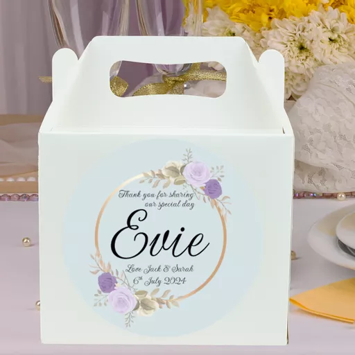 Children's Wedding Activity Box with Purple Rose Design