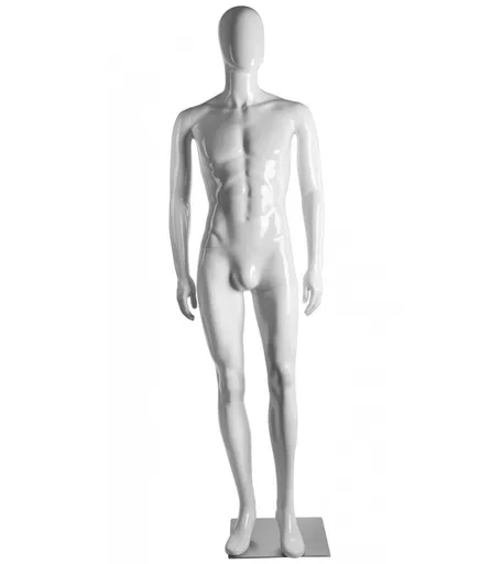 Gloss White Male Faceless Mannequin - Arms by Side