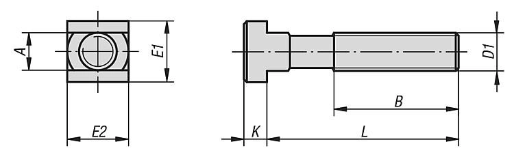 Screw For T Slot. M20x55mm. 80mm Long. Carbon Steel.