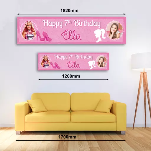 Personalised Banner - Barbie Style Pink