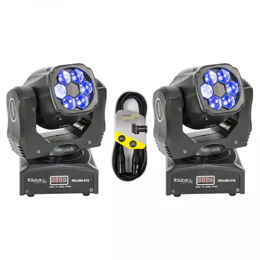 Ibiza Rolling Eye Moving Head Twin Pack Bundle
