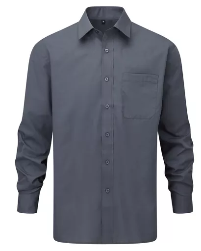 Men's Long Sleeve Polycotton Easy Care Poplin Shirt