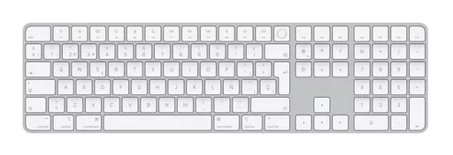 Apple Magic keyboard USB + Bluetooth Spanish Aluminium, White