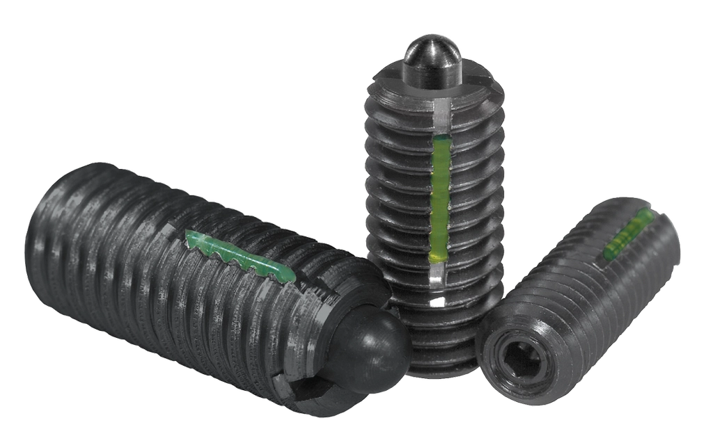 K0327 Inch - Spring Plungers With Hex Socket And Thrust Pin In Steel With Thread Lock