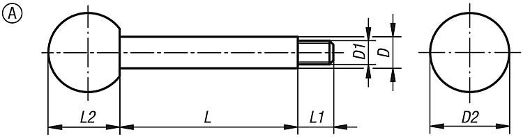 Grip Rod. M10 Thread. 125mm Overall Length. Stainless Steel.