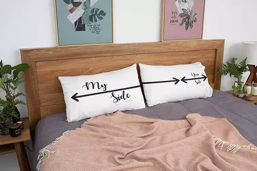 Personalised pillow covers gift for couple funny my side your side 