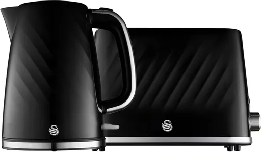 Swan Windsor Kitchen Set, 1.7L Kettle & 2 Slice Toaster in Black