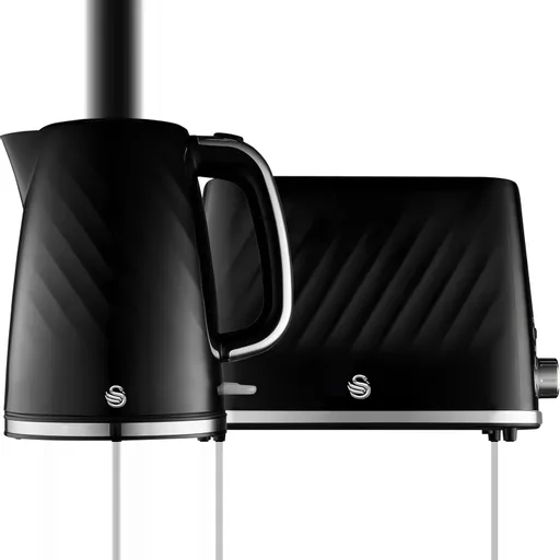 Swan Windsor Kitchen Set, 1.7L Kettle & 2 Slice Toaster in Black