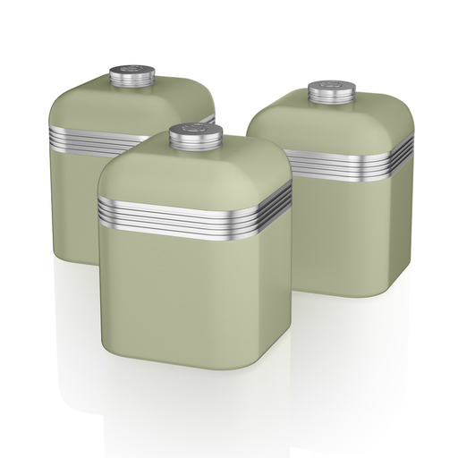 Swan Green Retro Set Of 3 Canisters