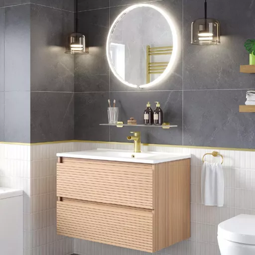 Sanremo 600x600mm Round LED Bathroom Mirror - Brushed Brass
