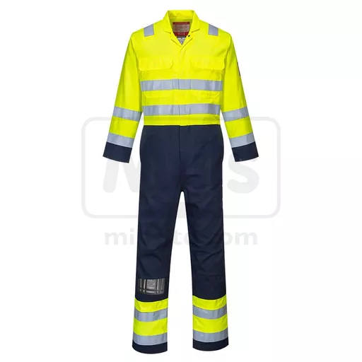 Bizflame Pro Flame Resistant Anti-Static Yellow / Navy Hi Vis Coverall